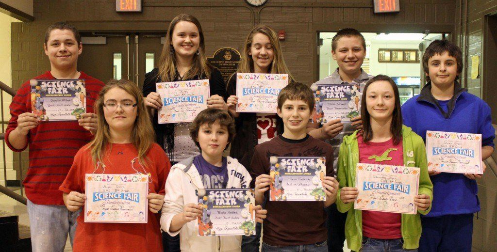 16 students walked received awards Wednesday evening at the Gillespie Middle School Science Fair. 7 students advance to the regional science fair at SIUE. Read more about the science fair.