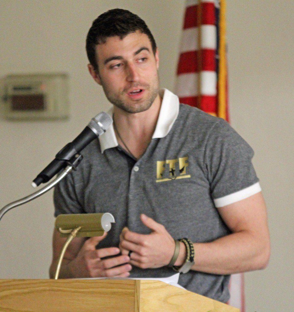 Pete Visintin Jr. giving his speech to the society.