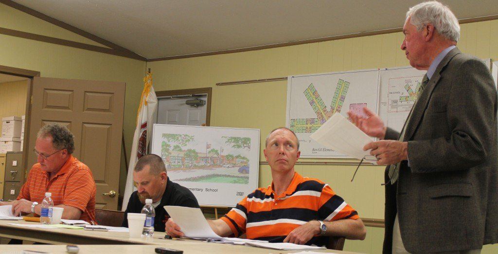 Tom Hyde explains to the school board the new school is over 90% completed. Read more about the school board meeting last week. 