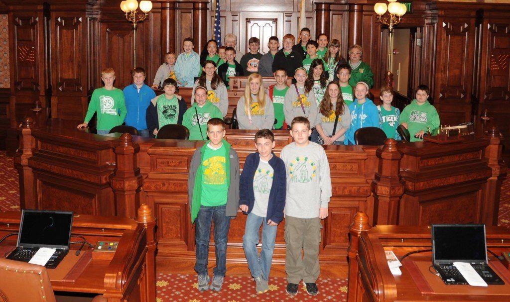State Senator Andy Manar (D – Bunker Hill) welcomed students and parents from St. Michael's Catholic School in Staunton to the Senate Floor on Thursday, April 11