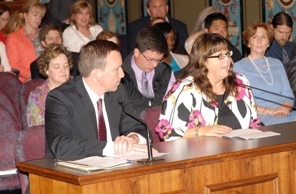 Macoupin County State’s Attorney Jennifer Watson testifying in Senate Education Committee.