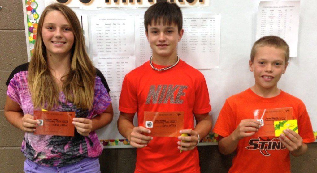 (L-R) Paighton Hall, Tate Wargo, Trent Segerra received $25 Subway gift cards