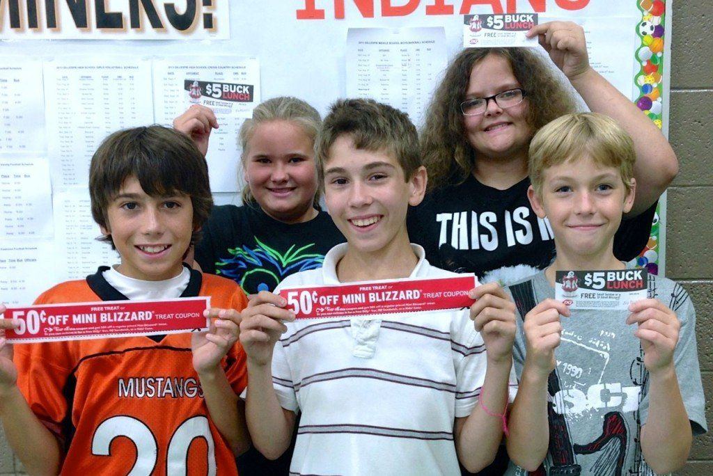 Random six graders were chosen to win DQ sundaes. 