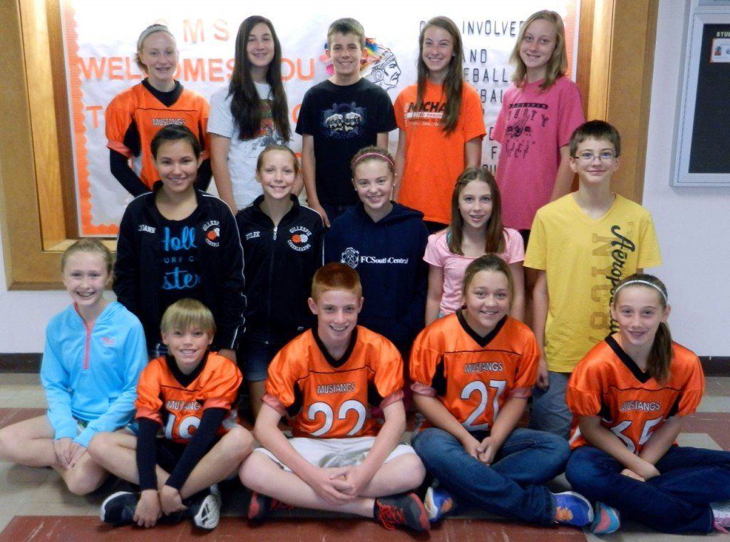 Back Row L-R (8th Grade): Ally Clay, Paige Niemeyer, Blake Hammann, Maya Marcacci and Jaiden Braundmeier Middle Row L-R (7th Grade) Juliann Hendricks, Rylee Jarman, Grace Martin, Madison Hedrick, Drew Timmermeier Front Row L-R (6th Grade) Emily Schmidt, Aidan Libbra, Chance Reiniesch, Jordan Willis, Mackenzy Mix