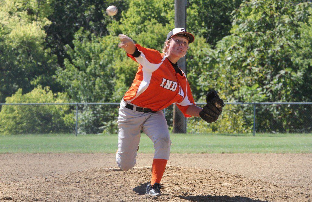 Gavin Brown fires a strike for the Indians in the semi-regional matchup with #1 seed Madison. The Indians, 4 seed, beat Madison 3-2 to advance to the Regional Championship to be held on Monday.