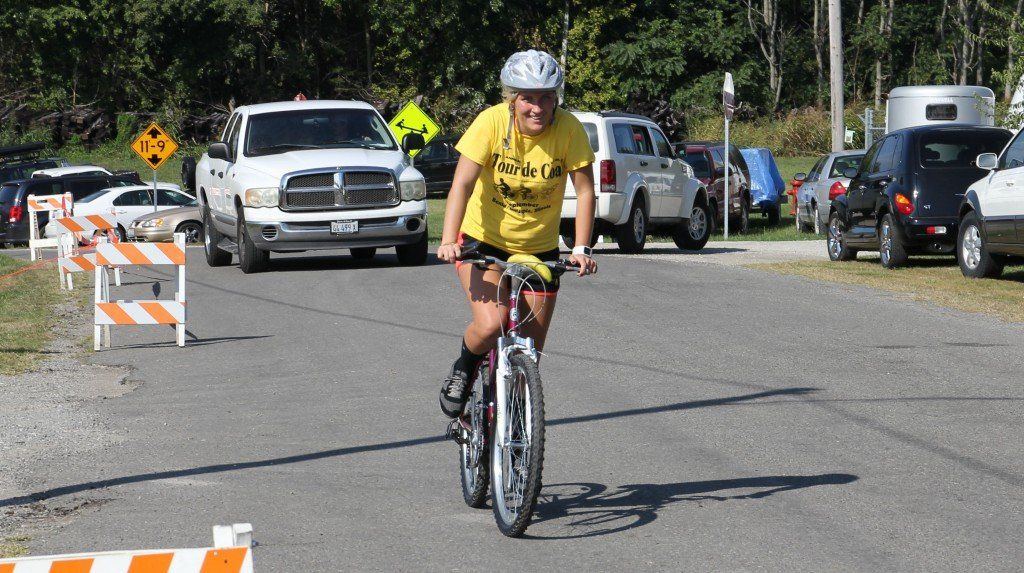 Mikayla Tarro takes part in the Tour de Coal Saturday morning. Organizers reported over 100 bikers took part in the event.