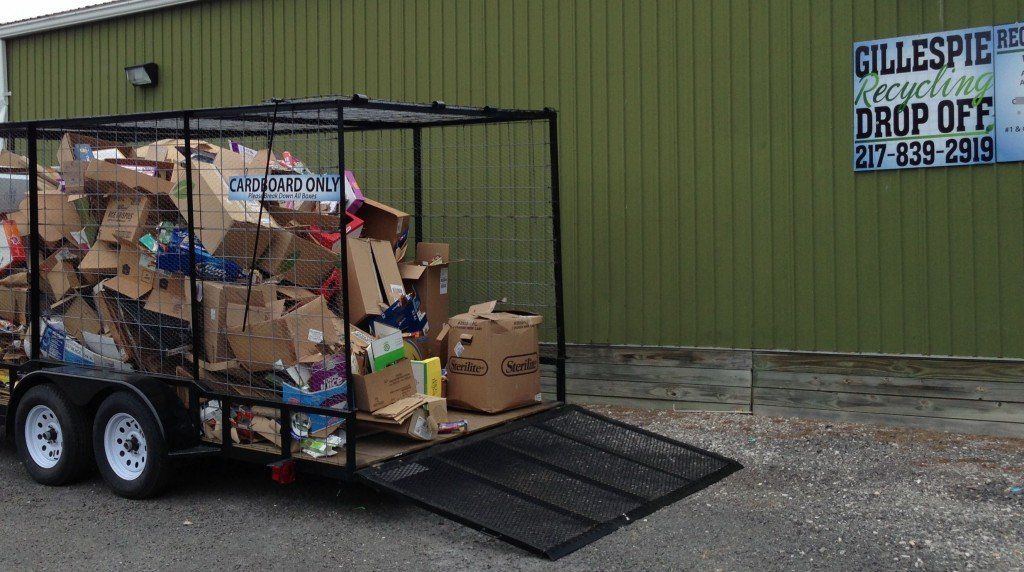 The cardboard box trailer was nearly filled to capacity this week at the Gillespie Recycling Center behind City Hall. The recycling center accepts cardboard, #1 plastic, #2 plastic, magazines, newspapers, and aluminum and tin cans.