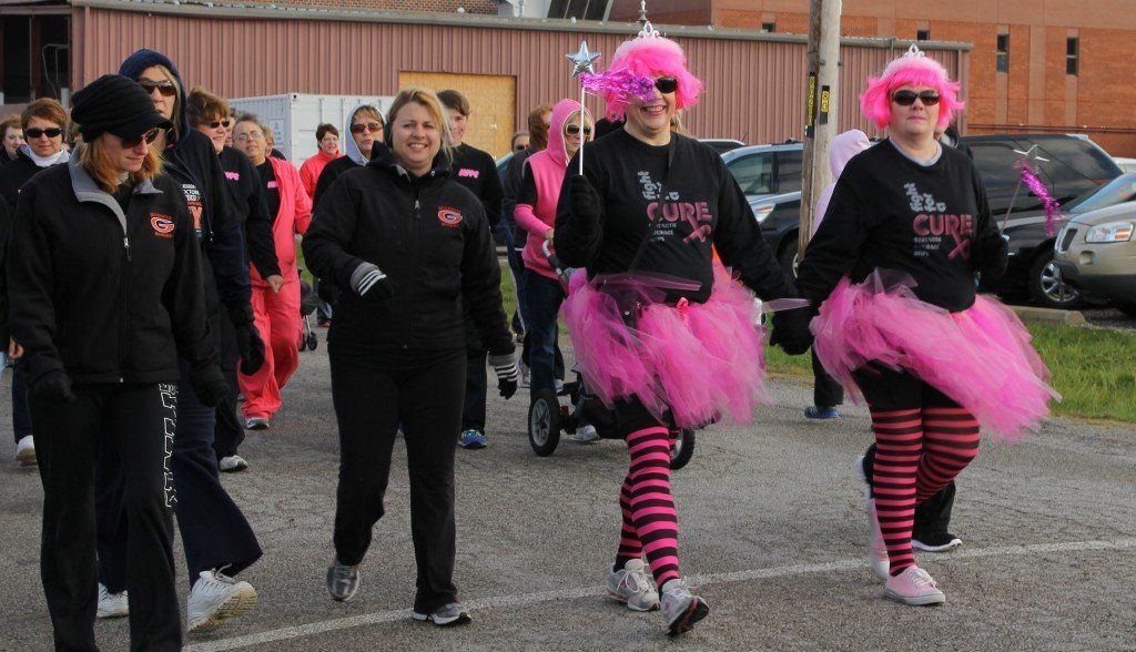 Tammy McCollum and Tammy York lead the way in Team Tammy's one-mile run. The Tammys were named "Prettiest in Pink' again this year.