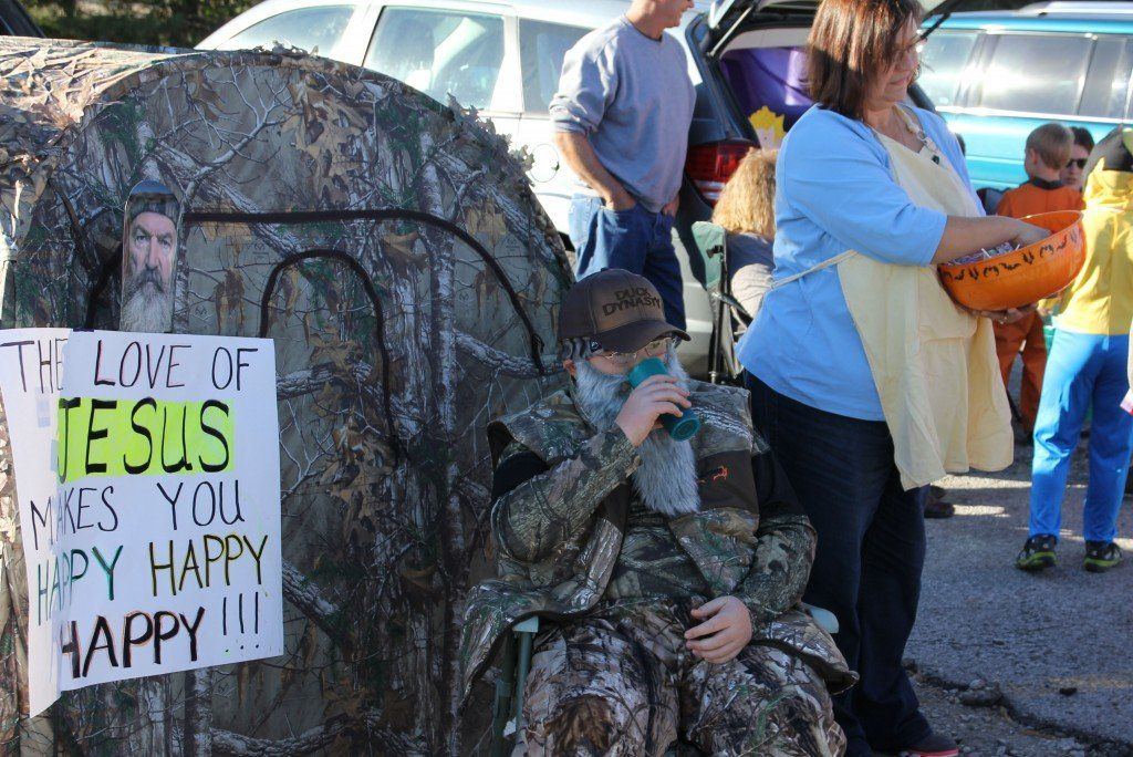 Nick Spencer and his mom, Julie Spencer, portray Duck Dynasty during UMC's Trunk-or-Treat.