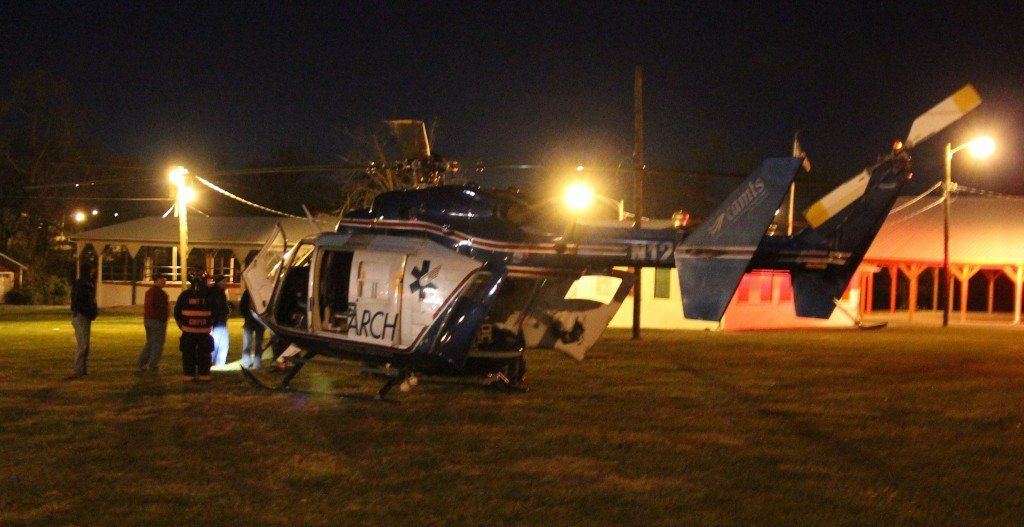 The Benld Fire Department learns the ins and outs of the Arch Helicopter this week during a practice incident.