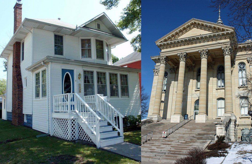 This 1918 Sears Catalog Home, left, and the Macoupin County Courthouse will be open for touring during the Carlinville Christmas Market, Saturday, Dec. 7.