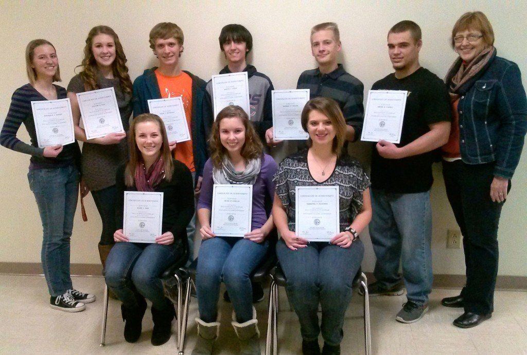 Back Row (left to right): Stephanie Hartke, Justine Hill, Tyler Whitfield, Austin Lytle, Zachary Taylor, Derrek Tiburzi, Counselor Mrs. Paine; Front Row: Ellen Gray, Erika Schmidt, Samantha Elizondo. Not pictured: Ashlen Hayes, Mirena Pebley, and Jason Stromsland. 