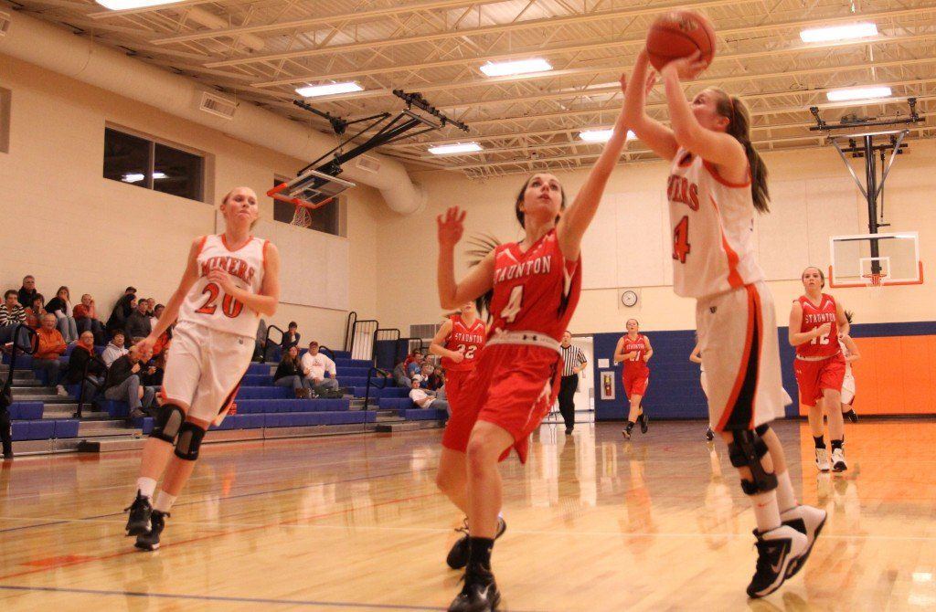 Ellen Gray knocks down a short jumper in the Lady Miners' victory over Staunton last week.