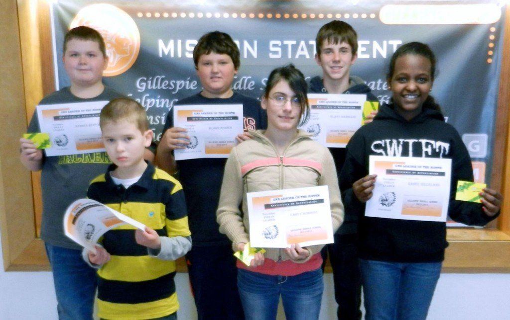 Back Row:  L-R  Kennen Bertolis, Blake Zenner, Blake Hammann Front Row: L-R  William Voyles, Carly Robbins, Rahel Gilleland