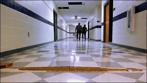 A look at one of the cracks in the old Benld Elementary School.