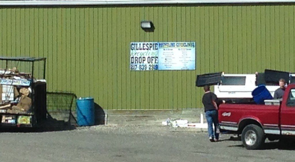 Citizens in Gillespie take advantage of the warm temperatures Saturday morning and drop off their recyclables at the Recycling Center behind the Gillespie Civic Center. 
