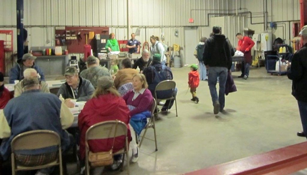 Customers of Drew Ford in Gillespie pack the service area for their annual pancake breakfast this week. Drew Ford is the only Ford dealer in Macoupin County. 
