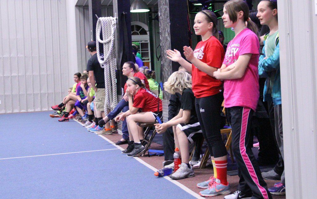 Spectators cheer on the teams at the basketball and dodgeball tournaments at Ageless on Saturday afternoon. 