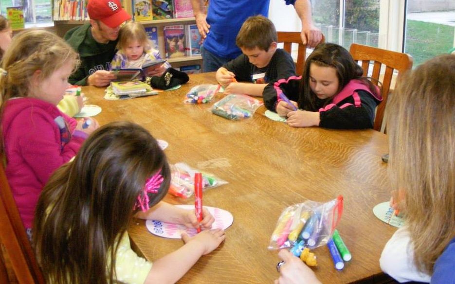 Other younger students 3-8 in age, created eggs at Gillespie Library last Monday.