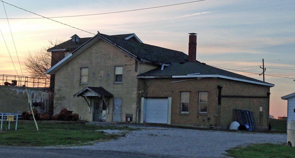 The old, derelict Gillespie water plant to the east of the current water plant. 