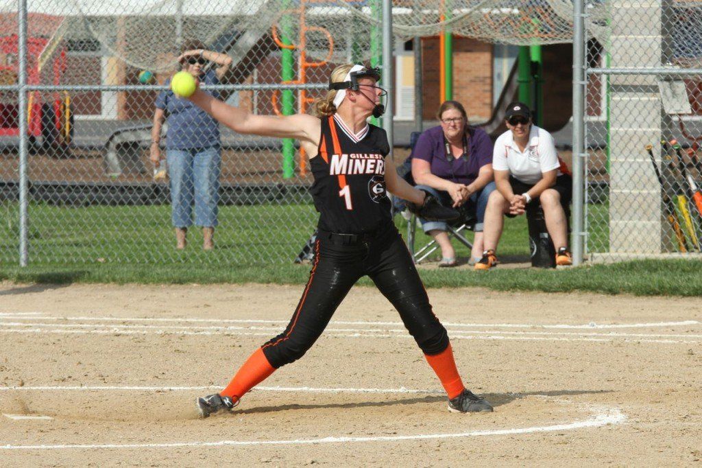 Addison Bryant throws a strike in the Lady Miners 2-5 loss to Staunton last week. 