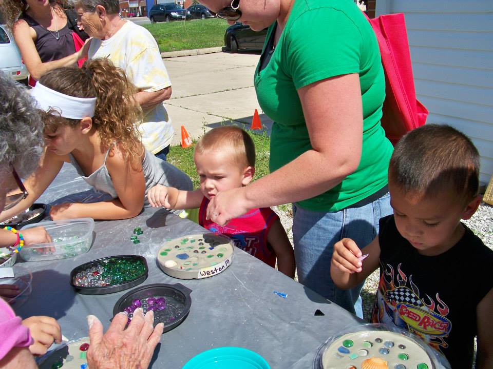 Kids at Benld Library made 64 different stepping stones last week for their weekly activity. 