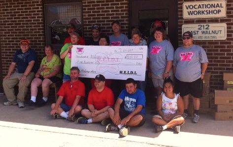 H.E.I.D.I. donated $500 to the Illinois Valley Rehabilitation Center last week along with paint and stain from Ace Hardware of Carlinville. 
