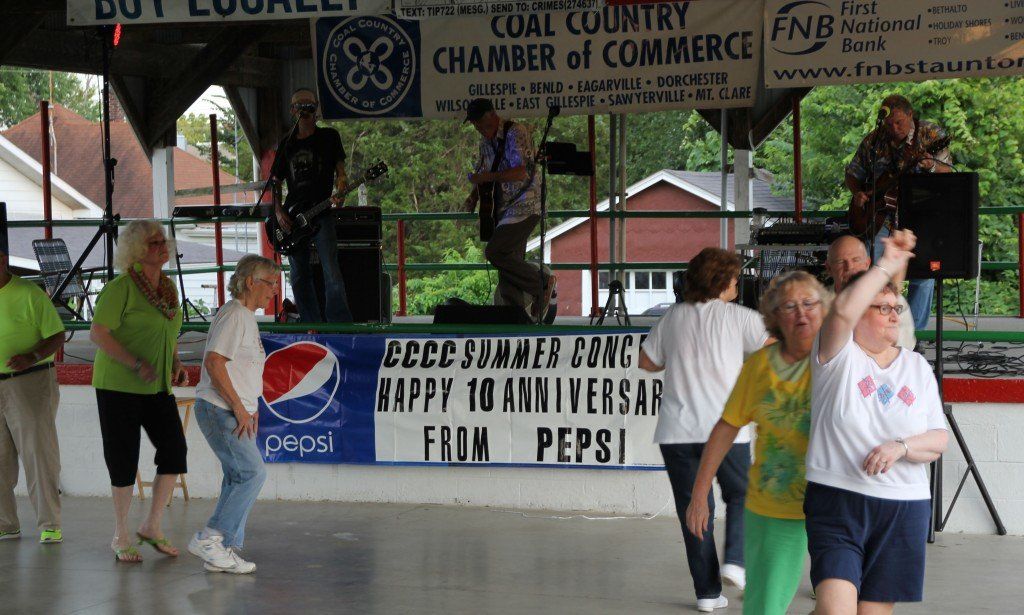 Concert goers dance to nearly every song played last Tuesday during the B&B Strings concert in the park. 