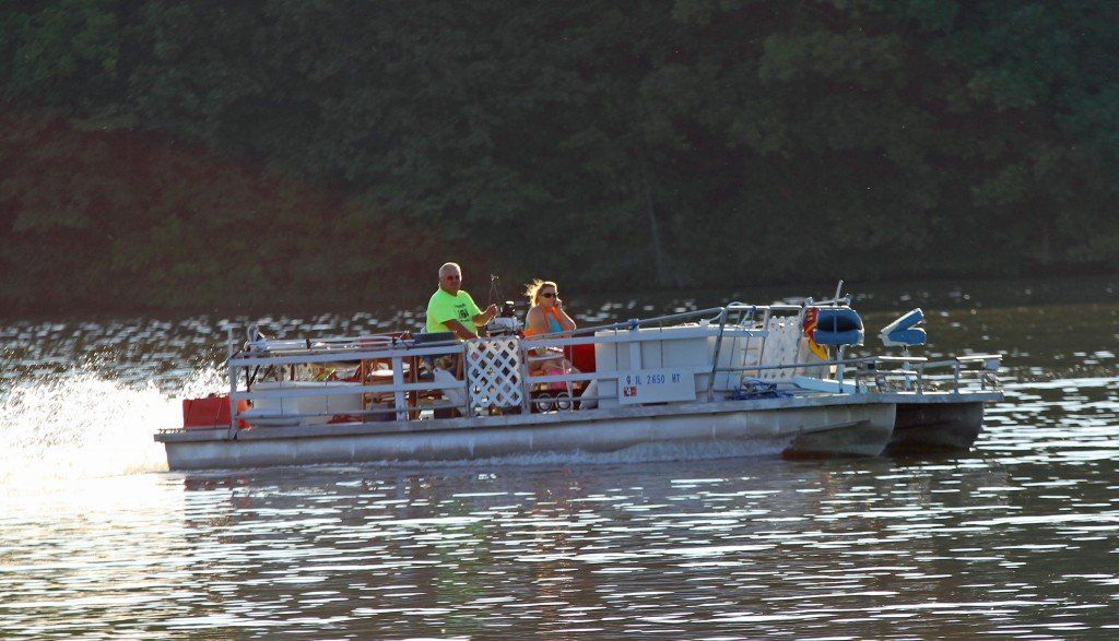 With beautiful weather, pontoon boats rolled across Gillespie Lake is every direction. 