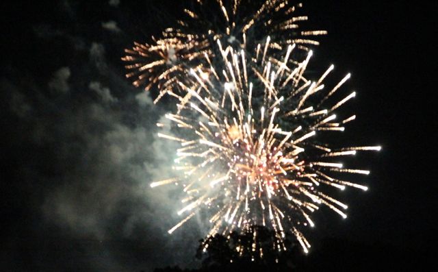 The burst of fireworks during the display in Wilsonville.