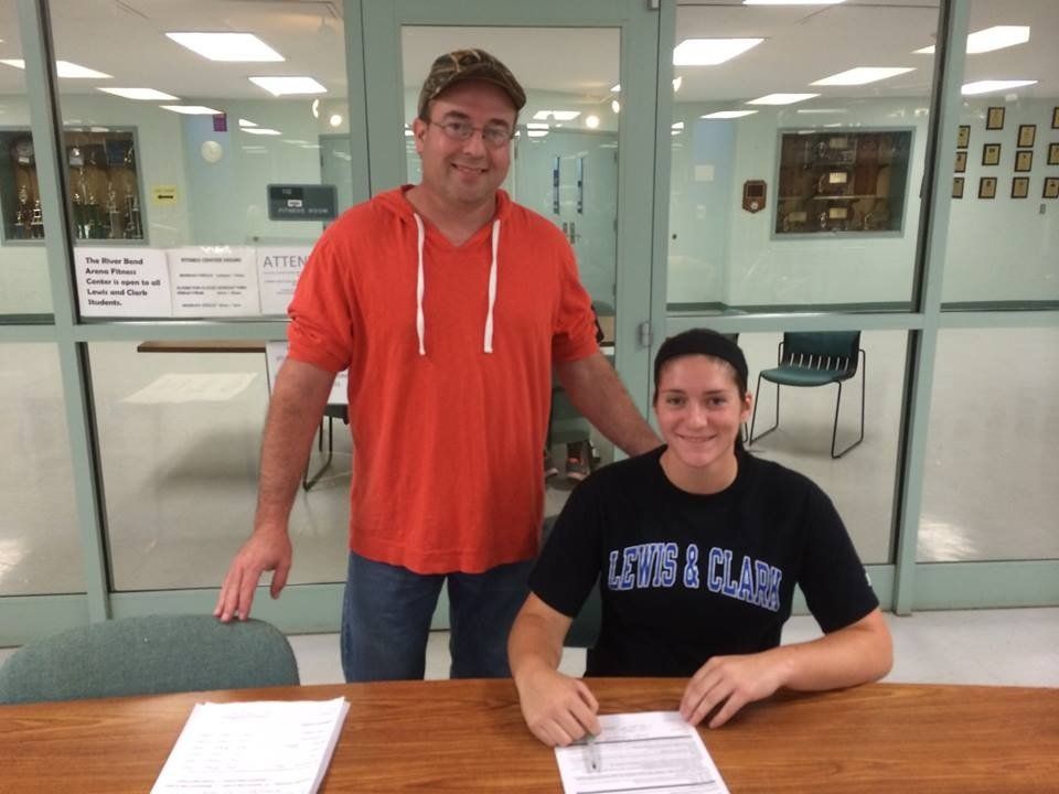 Haylie Kirkwood signs her letter of intention at Lewis and Clark Community College. Kirkwood is going to be playing basketball at LCCC after attending Illinois College last year. 