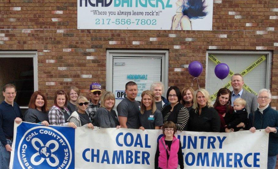 The Coal Country Chamber of Commerce welcomed the Chamber's newest member HeadBangerz Hair and Tanning at 209 S. Macoupin in downtown Gillespie.