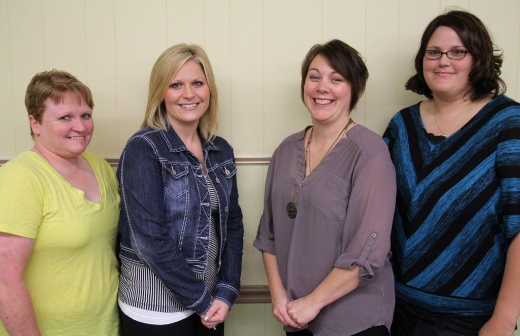 The board of education recognized the Pre-K teachers this month at their board meeting. The teachers from L-R are Misty Parker, Colleen Favre, Mindy Savant and Nikki Zenner. 