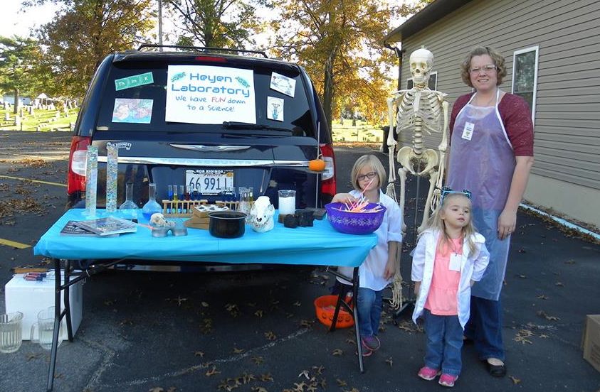 The Heyen family were scientists for the trunky treat event last Sunday. Over 100 kids passed through the event at the First Christian Church. 