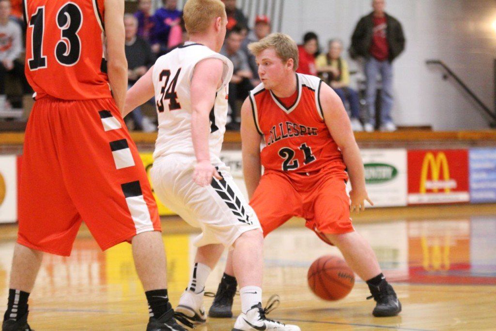 Eli Fox plays a little hide and seek with his defender as he uses his infamous behind the back moves to get around his defender.