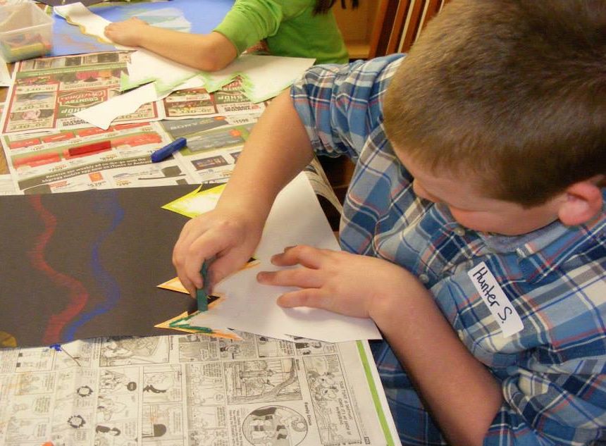 Youngsters at Gillespie Library color and draw during story time last week. 