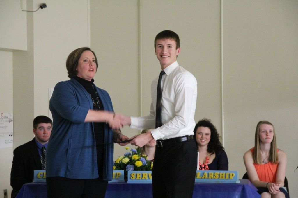 Principal Lori Emmons and Evan Price