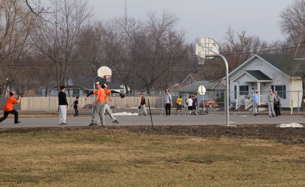 Springlike weather last week allowed the high school boys' baseball team to get practice outdoors. 