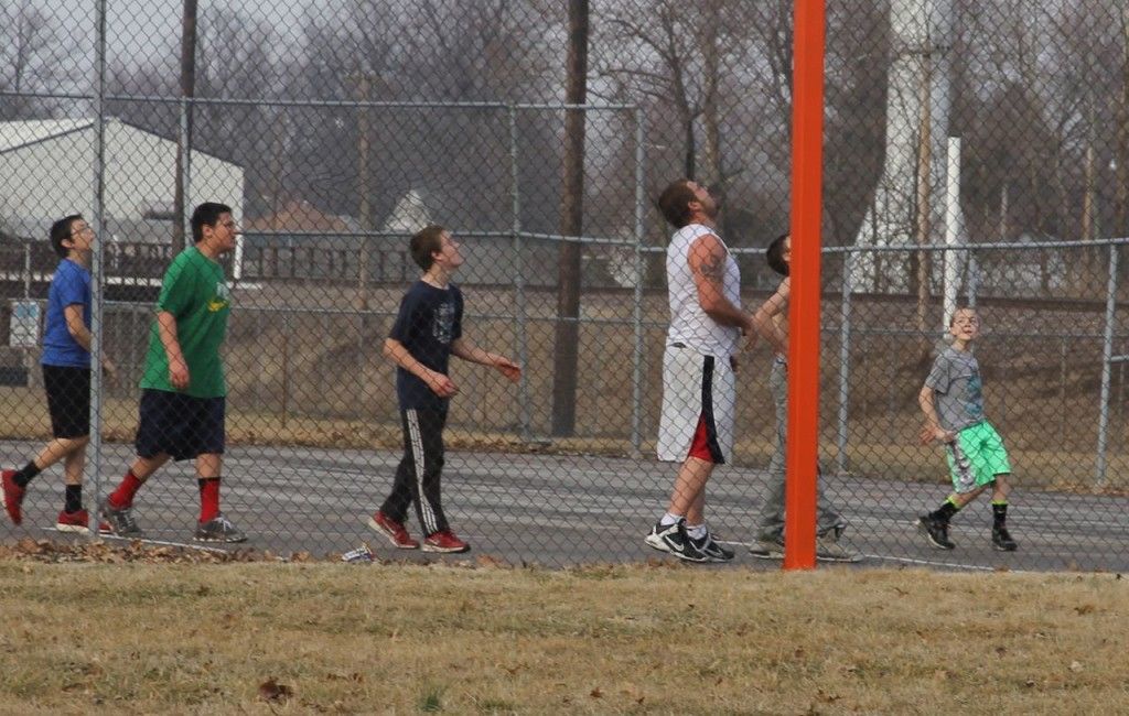 Veteran's Park in Benld was crowded with many kids playing on the basketball court and on the playground.