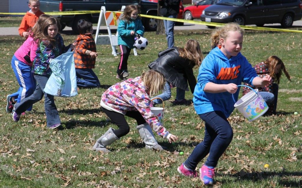 Youngsters of all ages hunt for eggs in Gillespie's annual Easter egg hunt. 