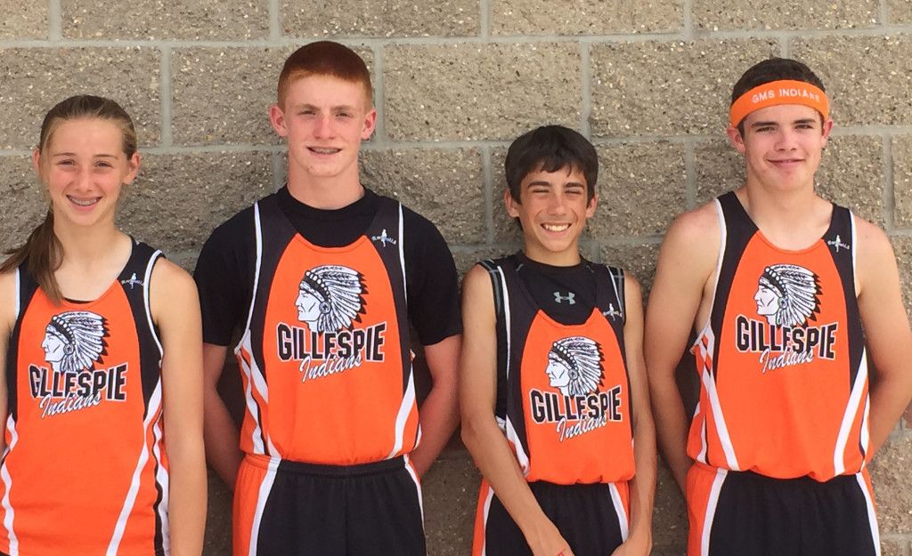 Gillespie Middle School track athletes MacKenzy Mix, Chance Reiniesch, Quentin Blevins and Drake Penzotti participated in the state track meet last week. (Contributed photo)