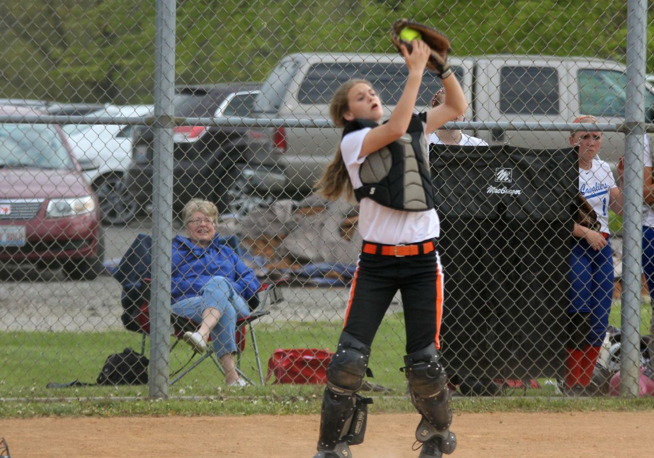 Mackenzie Kasarda makes the catch for an out in Gillespie's win at Carlinville last week.