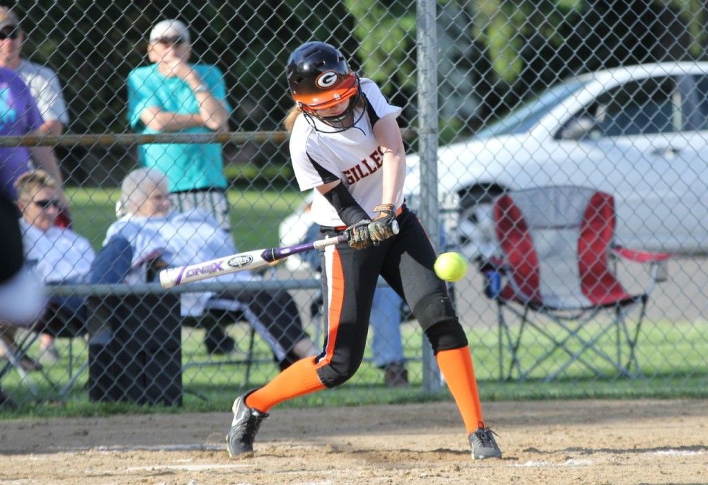 Ally Clay swings at the pitch in Gillespie's game versus Hillsboro last week. The Miners won 8-0. 