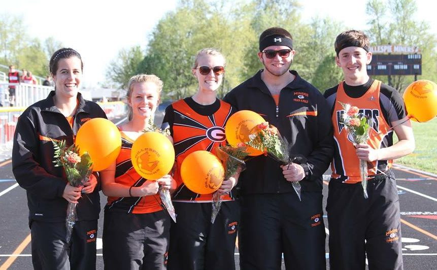 Gillespie celebrated senior night at their last home track meet last week. Seniors Mackenzie Bryant, Abigail Pollard, Kelly Clark, Jacob Kirkwood, Sheila Martinez Gomez and Josh Friese will graduate this year.