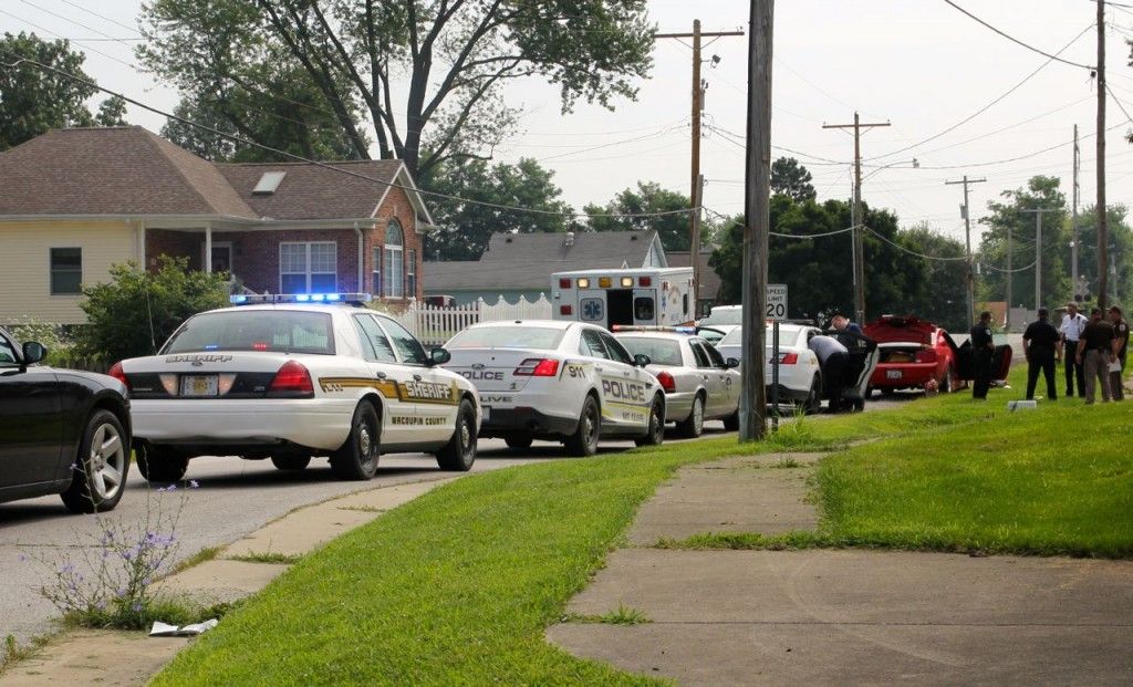 The scene from the traffic stop Thursday morning. 