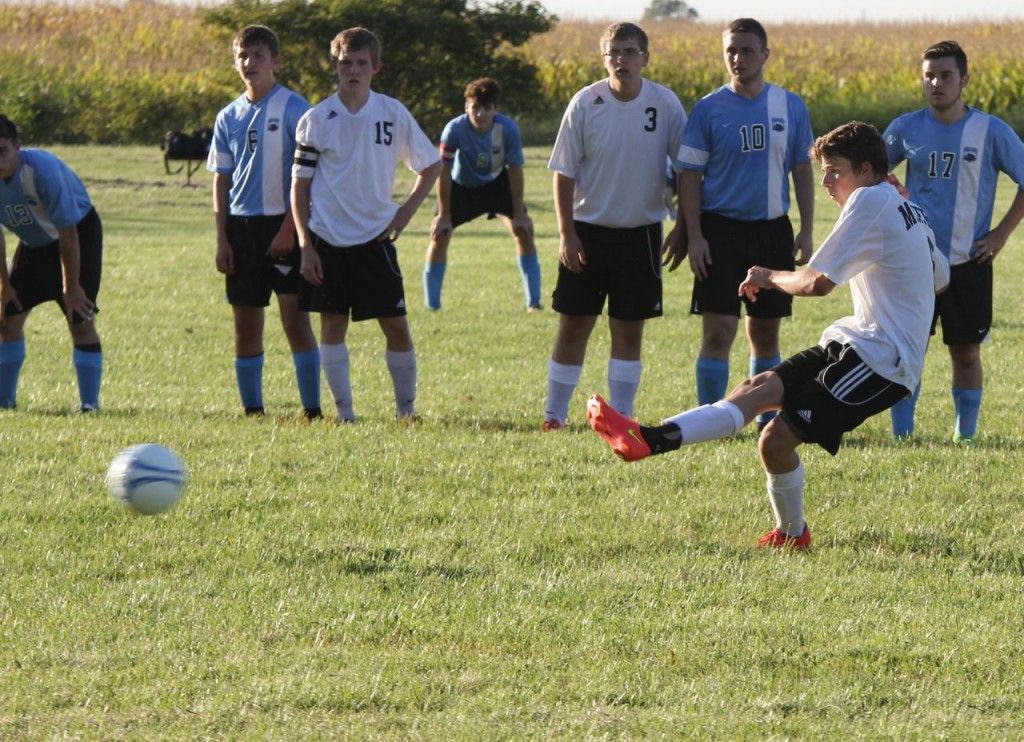 Ronnie Bertolino puts it past the goal keeper on a penalty kick. 