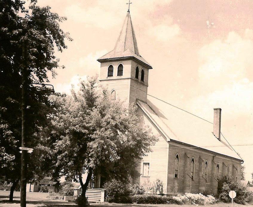St. Joseph church before the brick was added.