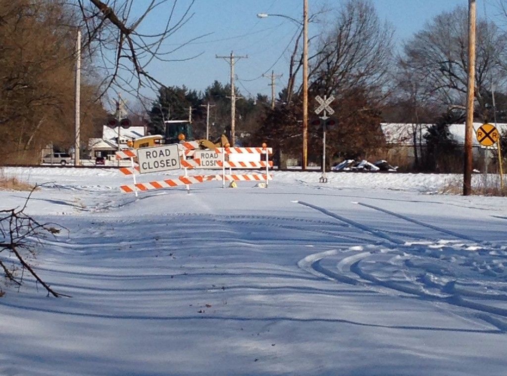 Dorsey Street in Benld closed while repairs are made to the railroad.
