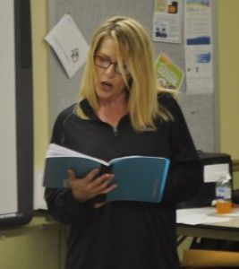 Kelly Tracy presented during the public comment on board policies on student discipline and other issues.